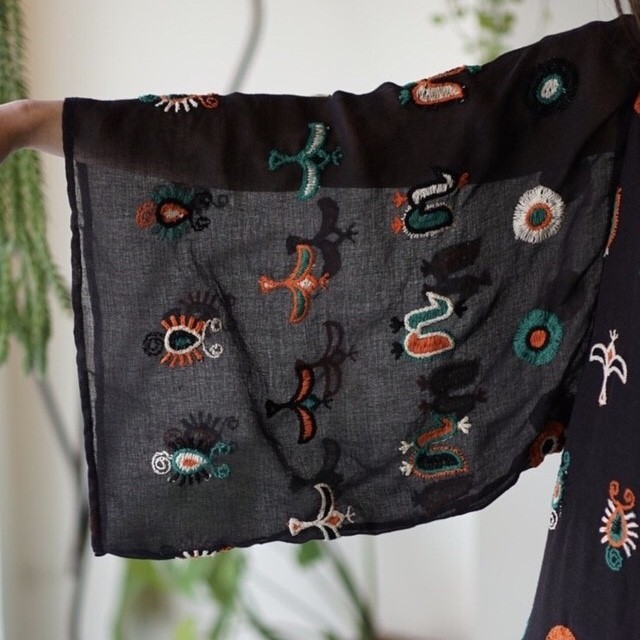 ビンテージ 刺繍 ワンピース ブラック Goody 古着 ヨーロッパ古着 ヴィンテージの通販