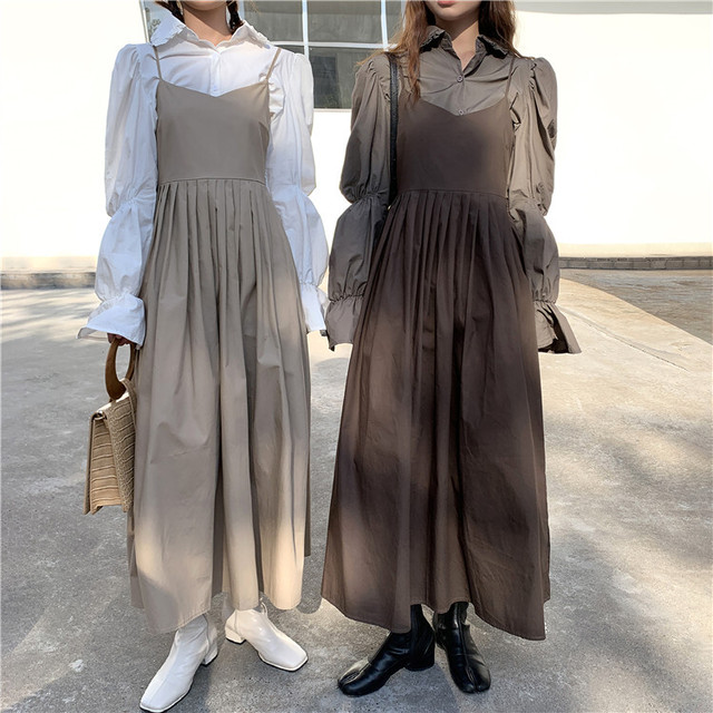 〈カフェシリーズ〉フレンチガールのサスペンダースカートセット