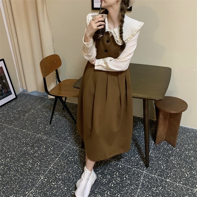 〈カフェシリーズ〉カフェにいきたくなるサスペンダースカートセット【cafe suspender skirt set】