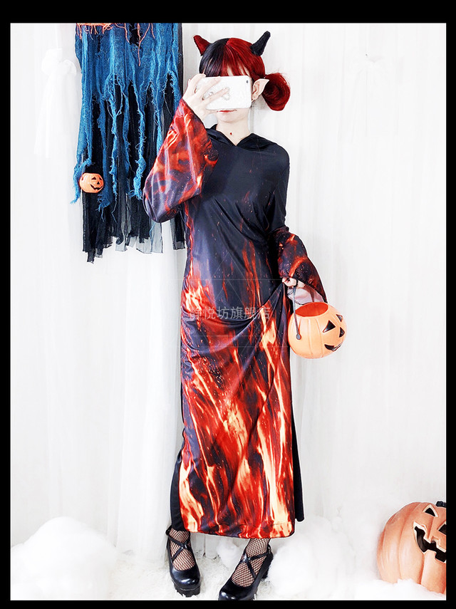 3563ハロウィン衣装 文化祭 部活 各種イベント 仮装 コスチューム コスプレ衣装 レディース 大人 女性 ワンピース 地獄 悪魔 幽霊 満天屋