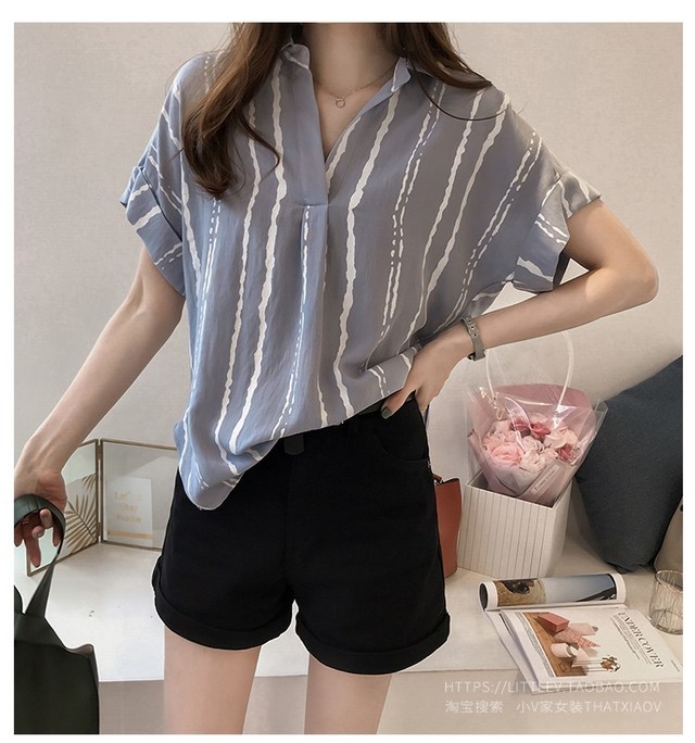 3色展開 スキッパーシャツ 半袖 ストライプ シャツ レディース トップス ブラウス リンネル ホワイト イエロー グレー 大きいサイズ 193 9 Valentina210