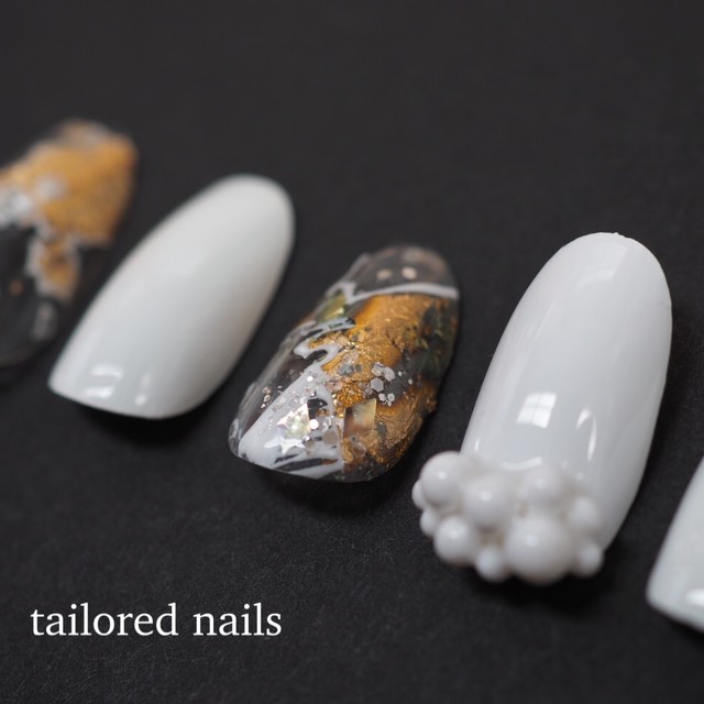 ネイルチップ No 019 オーダーメイド ニュアンスネイル ホイルアート Tailored Nails