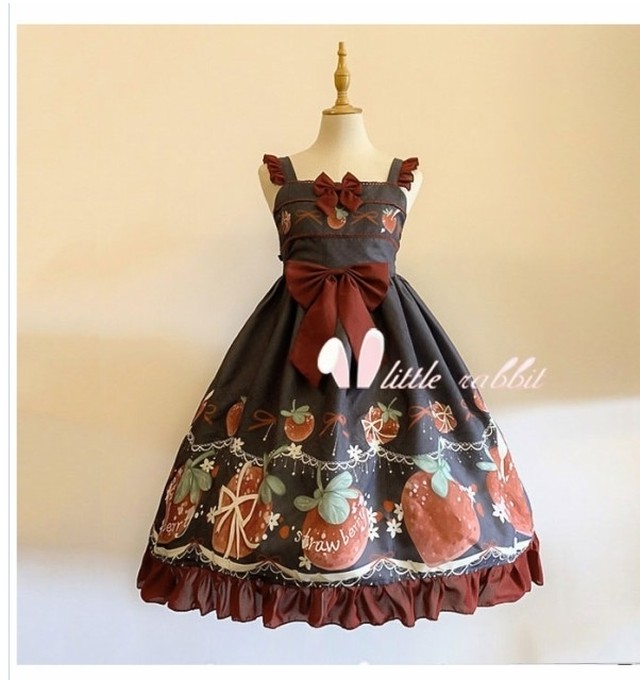 バックリボン ワンピース ワンピース レディース ロリータ キュート ガーリー フリル リボン クラシカル ゴージャス いちご ふんわり Basecamp49