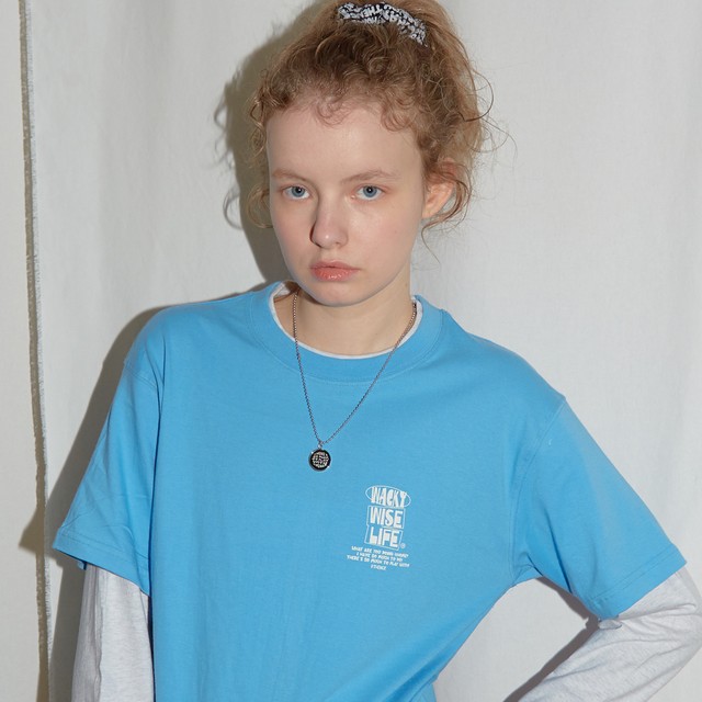 「WWL」レイヤードTシャツ スカイブルー