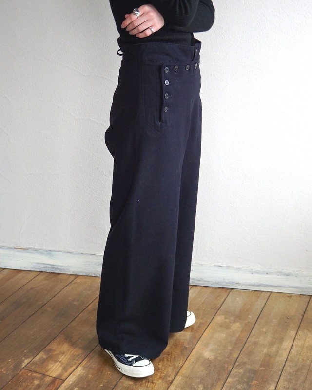 1960 S U S Navy アンカーボタンフラップフロント バックレースアップ ウールセーラーパンツ 表記 W29 アメリカ海軍 実物 Magnolia Webstore