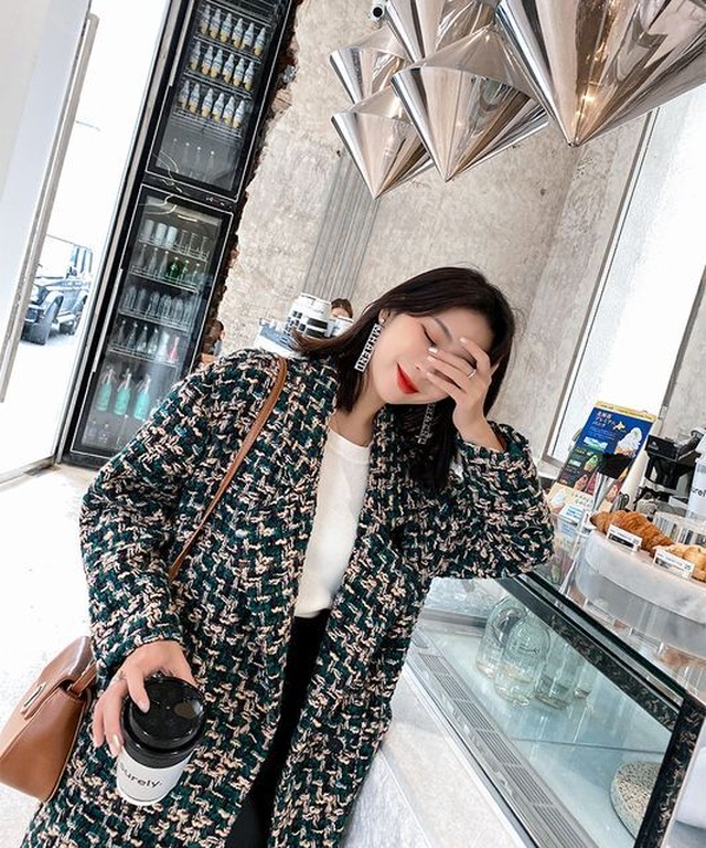 予約販売 ツイードチェスターコート レディース ロング レッド グリーン きれいめ 秋冬 アウター 大人可愛い デート エレガント おしゃれ こなれ感 韓国 S M L Favoriteselect