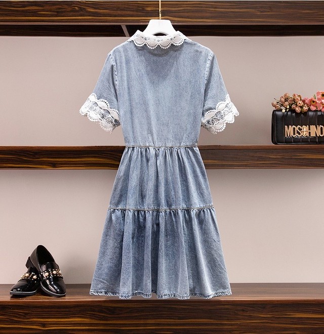 大きいサイズ レディース レース デニムワンピース 襟付き 半袖 春夏 S 大きいサイズ 送料無料 レディース通販店 ｋｅｃｃｈi 静岡 Base売り場