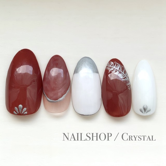 051 ネイルチップ ニュアンスネイル 大人ネイル メタリックアート オシャレ Nailshop Crystal ネイルチップ専門店