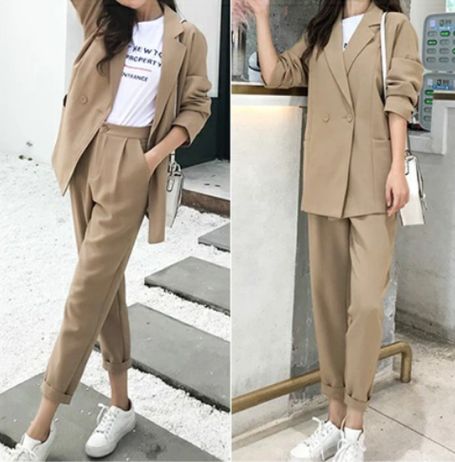 かっこいい ビジネススーツ パンツセットスーツ レディース 大きいサイズ おしゃれ ジャケット セットアップ ビジネス 卒業式 卒園式 入学式 入園式 七五三 ママスーツ カジュアル 長袖 かっこいい パンツスーツ セレモニースーツ キャメル ブラウン 体型カバー ゆったり