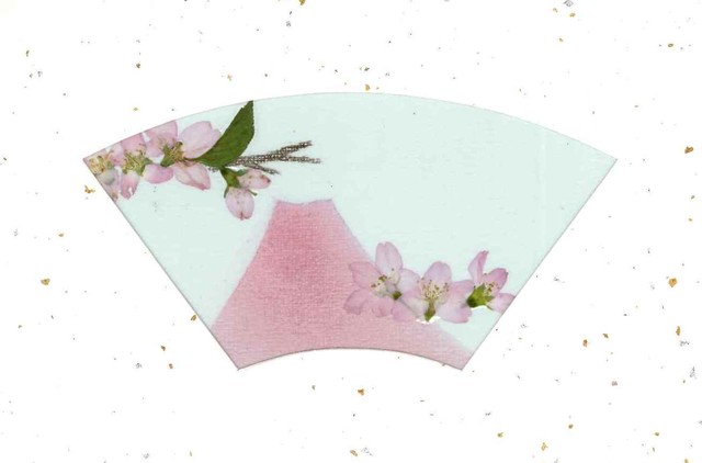 押し花メッセージカード 桜と富士山 Atelierjun