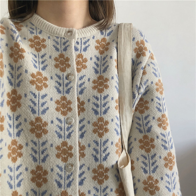 〈カフェシリーズ〉春のお花畑カーディガン【spring flower cardigan】