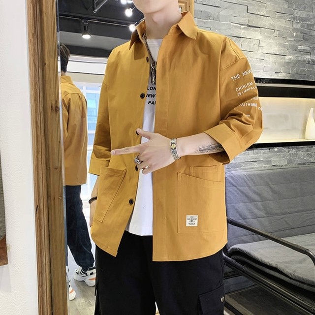 カジュアル七分袖ジャケットシャツ 韓国風 夏服 韓流ファッション専門店 Fom Shop