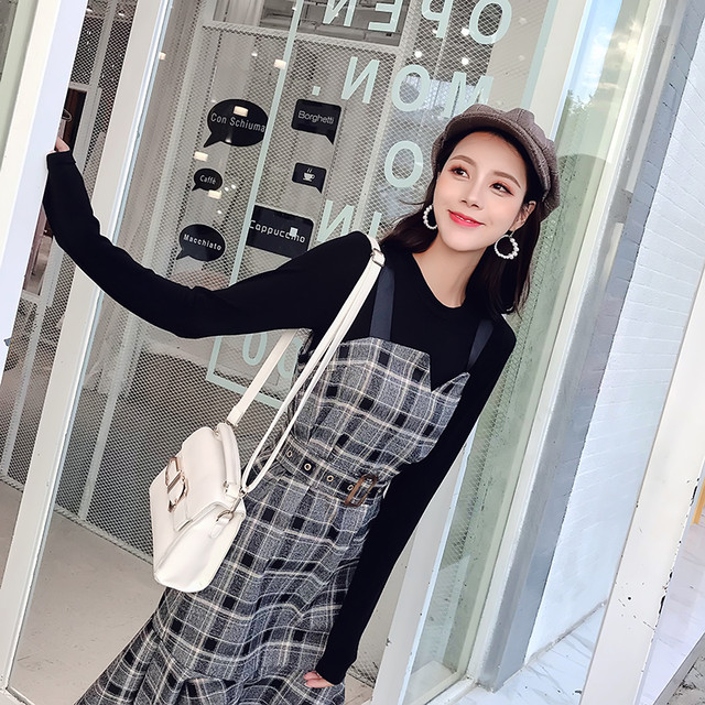 超歓迎 セットアップ ツーピース ワンピース チェック柄 フリル 秋 冬 黒 ブラウン レディース 2329 限定品 Farmerscentre Com Ng