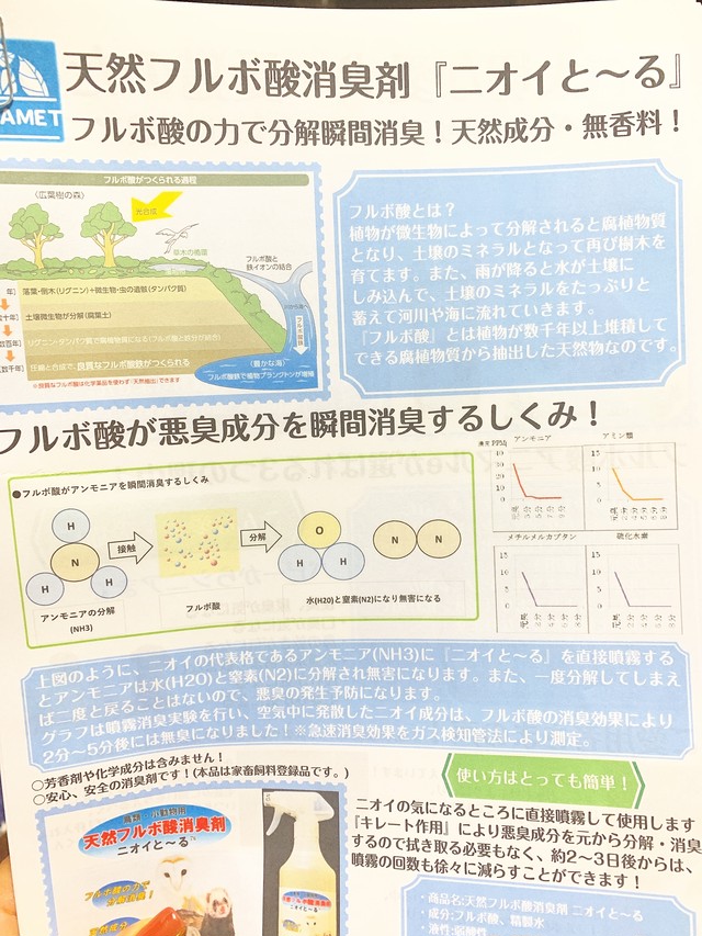 天然フルボ酸消臭剤ニオイと る500ml プティ アニモー