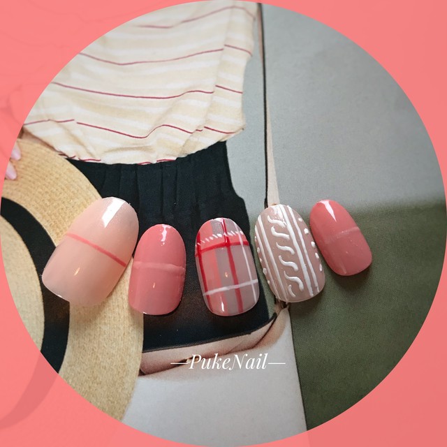 Pukeネイル No 148 可愛いチェック ニュアンス 出かけ パーテ ジェイルネイルチップ ネイルチップ つけ爪 購入ならpuke Nail