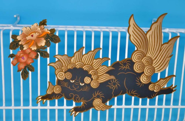 唐獅子牡丹 日本画 21cm 12cm オリジナル ハンドメイド ステッカー Uv耐水仕様 輪郭カット済み 琴里 ことり 唐獅子牡丹 日本画 21cm 12cm オリジナル ハンドメイド ステッカー Uv耐水仕様 輪郭カット済み 琴里 ことり