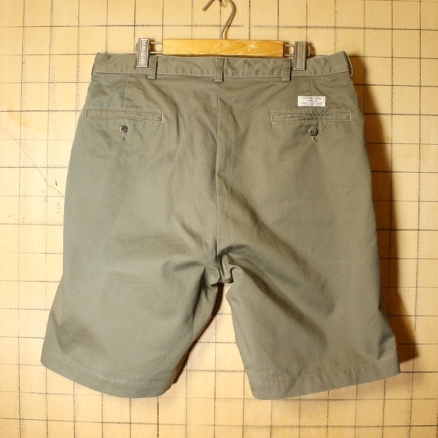 Polo By Ralph Lauren ポロ ラルフローレン 2タック チノ ショーツ カーキ グリーン W35 ショートパンツ 短パン ハーフ古着 ss150 古着屋ataco Garage