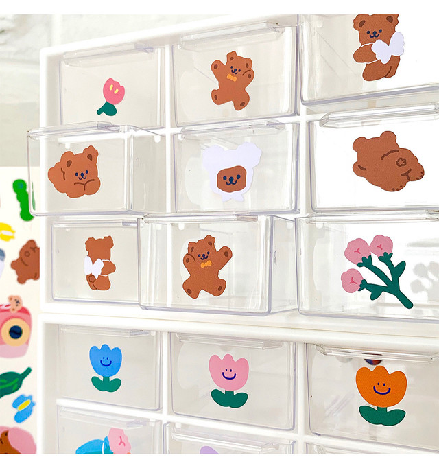 即納 ４枚セット Milkjoy スリムサイズ ベアーステッカー クマ柄シール 4デザイン 韓国 おしゃれ デコレーション Usagi Case ウサギケース 韓国iphoneケース通販