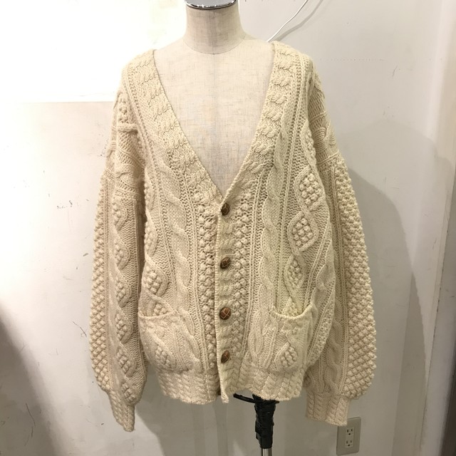 Knit Cardigan 手編みニットカーディガン アイボリー ｕｔａ５