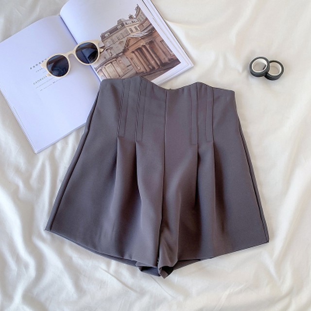 ショートパンツ レディース シンプル ハイウエスト パンツ ピンク ライトパープル ホワイト キュロット ボトムス グレー ブラック 黒 白 春 夏 春夏 キュロットパンツ ショート丈 ミニ丈 ショート丈パンツ C Pss0001 My Charm マイチャーム ワンピース スカート