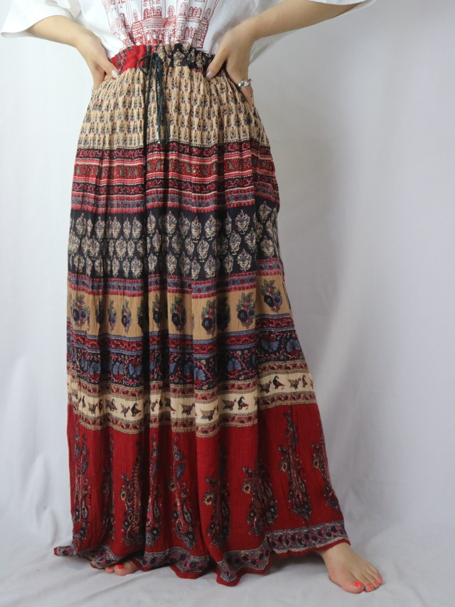 Indian rayon gather skirt【5744】