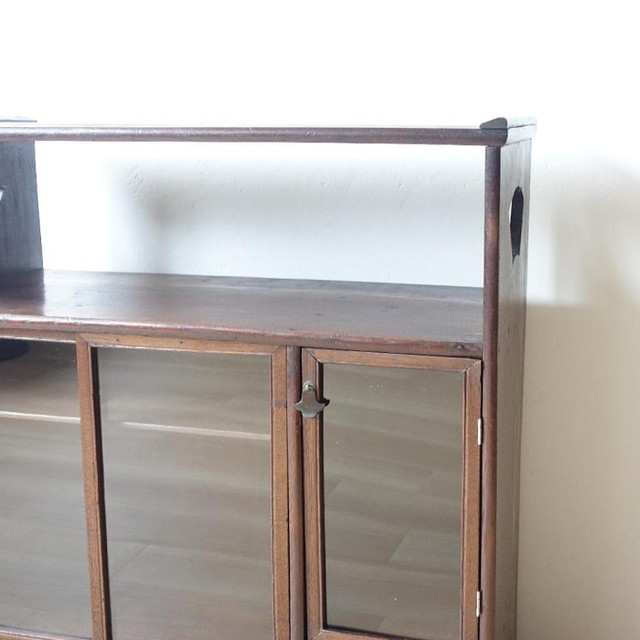 アンティーク ガラス 引き戸 ケヤキ 収納棚 古家具 古道具 茶箪笥 Renoka