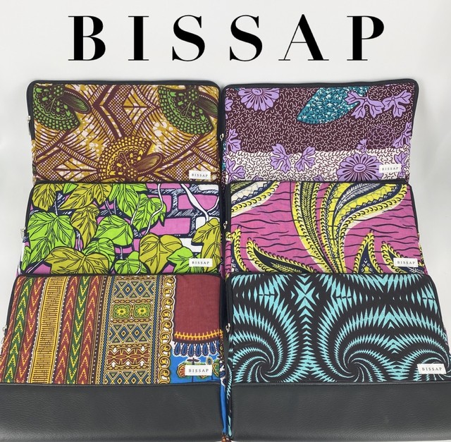 Ipad タブレット ケース クラッチバッグ Bissap Made In Senegal アフリカンファブリック パーニュ アフリカ ハンドメイド Bissap