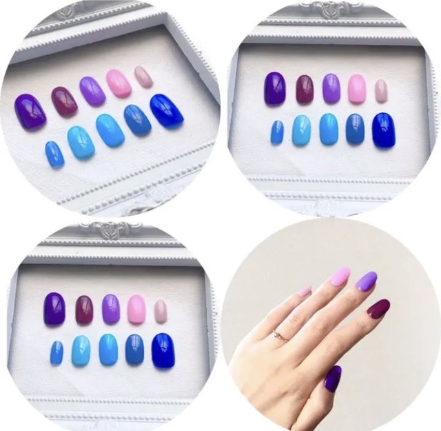 ちぐはぐネイル 青紫 56nail