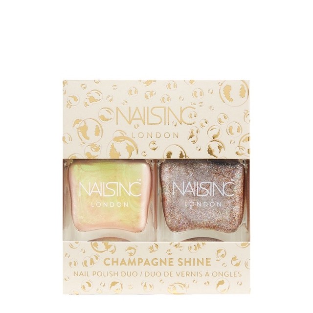 海外買付 Nails Inc Champagne Shine Nail Polish Duo 日本未発売 限定 ネイルズインク シャンパンネイル ネイルポリッシュデュオ ロンドン発ネイルブランド La Peche