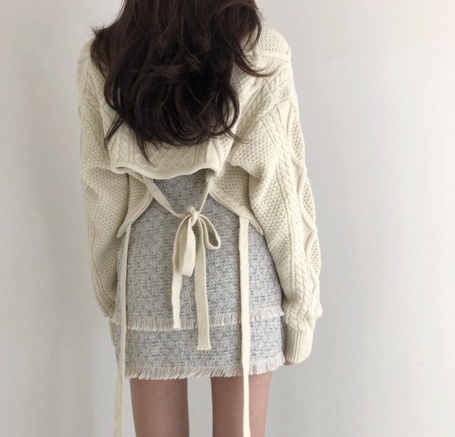 〈カフェシリーズ〉バックリボンニットセーター【Back ribbon knit sweater】
