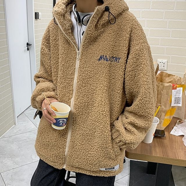 予約販売 ボアジャケット アウター ブルゾン メンズ ストリート ファーフード付き ベージュ ブラック ブルー 防寒 お洒落 こなれ感 ベーシック 秋冬 大きいサイズ M L Xl 2xl Favoriteselect