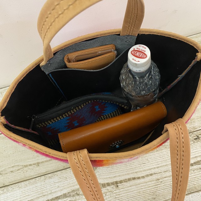 即納 送料無料 Pendleton 本革レザー ペンドルトンラグ トートバッグ キャメル ピンク Rushvalley