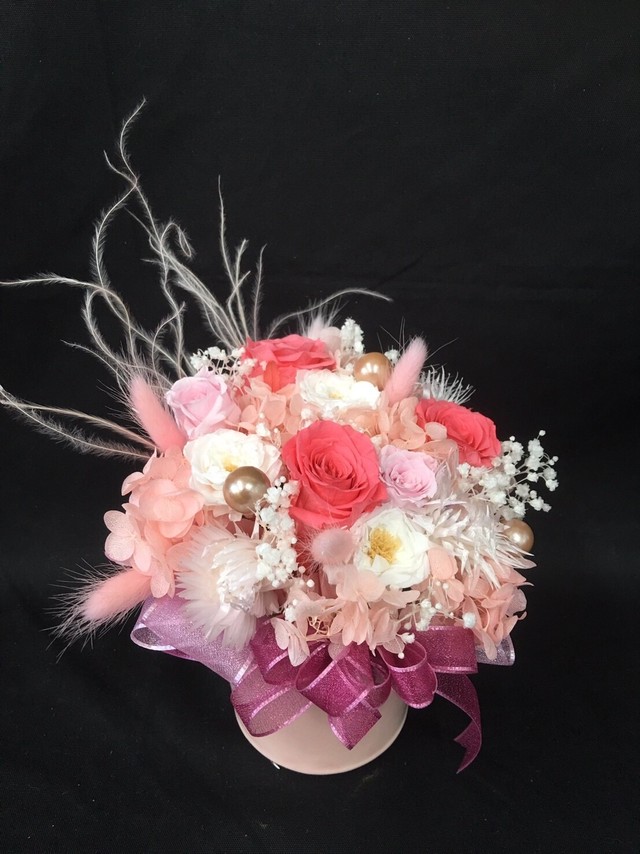 プリザーブドフラワー ピンクバラとフレンチマリアンヌのアレンジメント Atsugiseika プリザーブド ソープフラワーのアレンジメントギフト