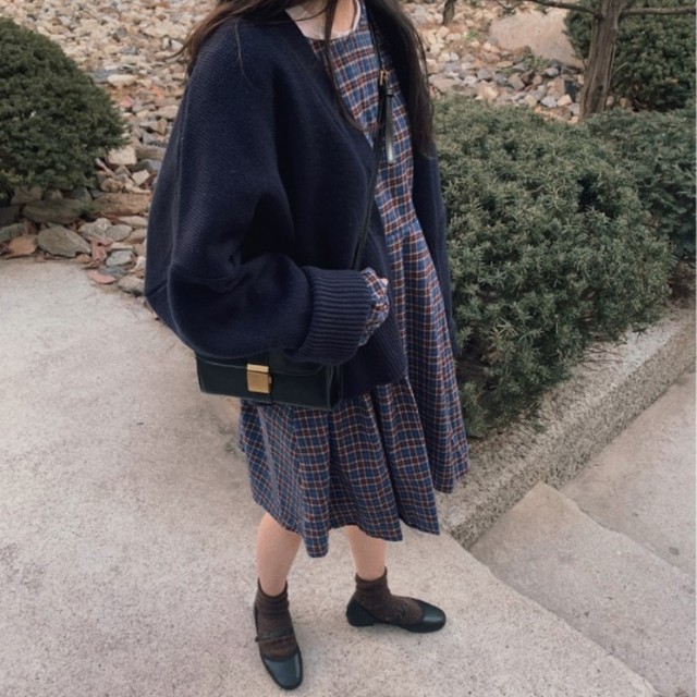 ワンピース セット カーディガン チェックワンピース セットアップ レディース 韓国 ファッション レディース 春 ワンピ コーデセット 2点セット レディース 羽織り カーデ 後ろボタン チェックワンピ かわいい チェック柄 春物 ミニワンピース Vestito