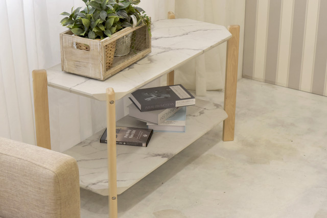 Marble Open 2 Shelf 900 / 大理石モダンスタイル 大理石調 2段シェルフ棚 900