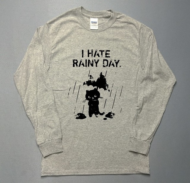 雨の日が嫌な猫 イラスト ロゴ 長袖 プリント ロングtシャツ Utn3 Unou