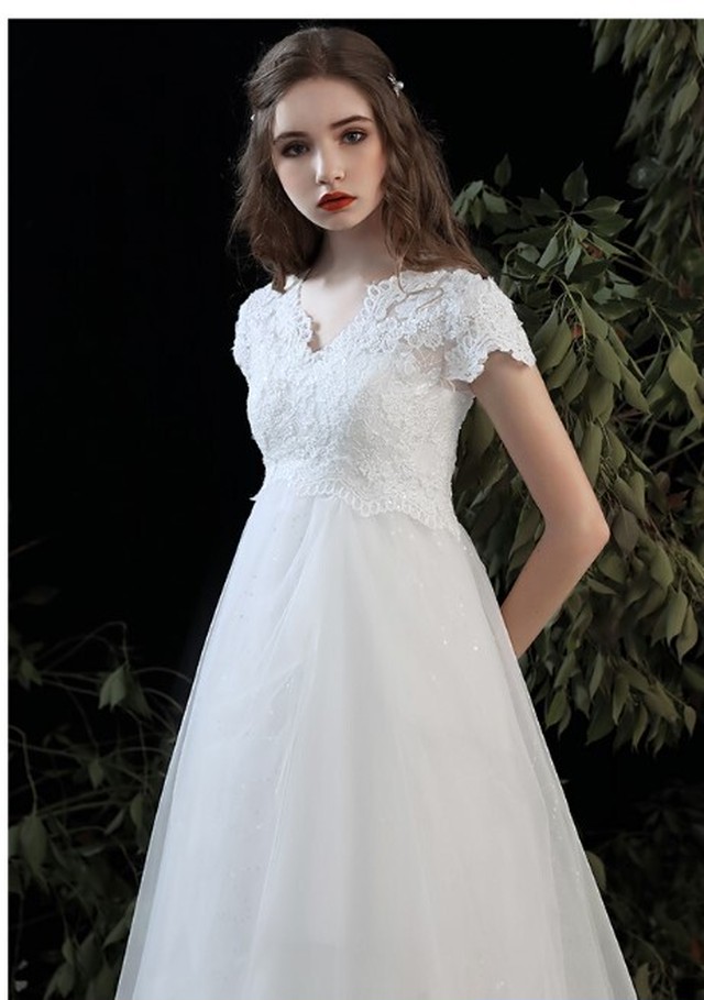 好評 リボン 婚礼 こんれい 衣装 衣裳 結婚 式 レストラン 式場 Wd 60 レンタル ウェディングドレス ウエディングドレス Aライン 11t エンパイヤライン アンピールライン 小花 Ublmt8ulsoac