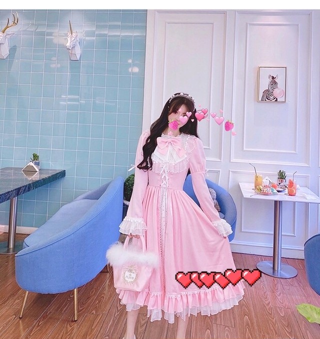 わずか デザイン ピンク ガーリー ワンピース ひめ リボン Loveysmileshop