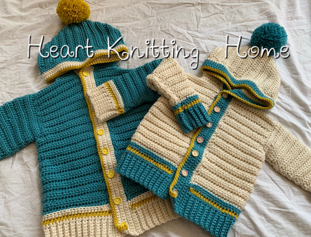 編み図ダウンロード Xsサイズ ０歳 ２歳頃まで かぎ針だけで編むキッズカーディガン リボン編み図有り Heart Knitting Home