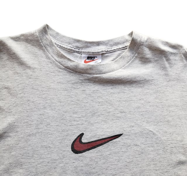 裏面も見てネ 90 S Nike ナイキ 手書き風 スウォッシュ ロゴ ピースマーク ハート プリント Tシャツ Usa製 Skrova
