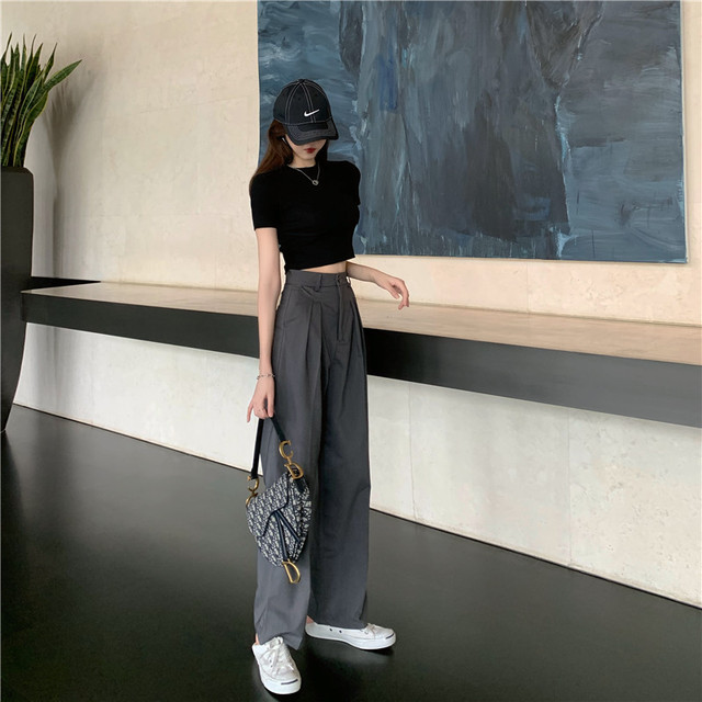 パンツ スラックス レディース 仕事 通勤 センタープレス 韓国 体型カバー 着痩せ ボトムス きれいめ ビジネス 代 30代 Cospa Fashion