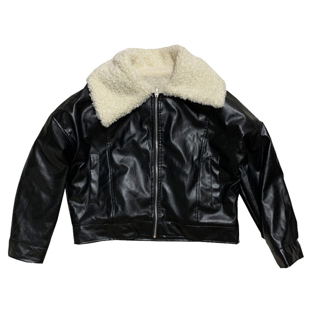 【Cat & Parfum】Big Collar Eco Leather Jacket