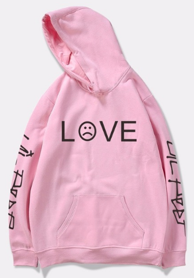 日本未発売 ラッパー Lil Peep リル ピープ スマイル ロゴ パーカー スウェット 生地 ピンク ロゴ 黒 新品 送料無料 Select Shop Salu
