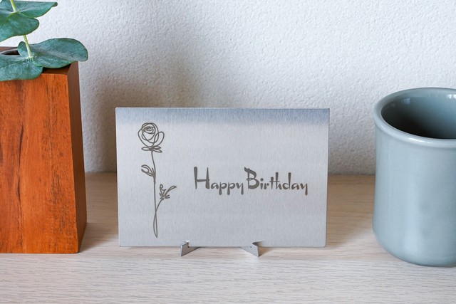 Message Card Happybirthday Rose A ヘアライン加工 Beam Days