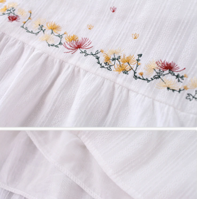 森ガール ワンピース 白 レースアップ 夏 フリル ミモレ丈 半袖 ホワイト Cinderella Story