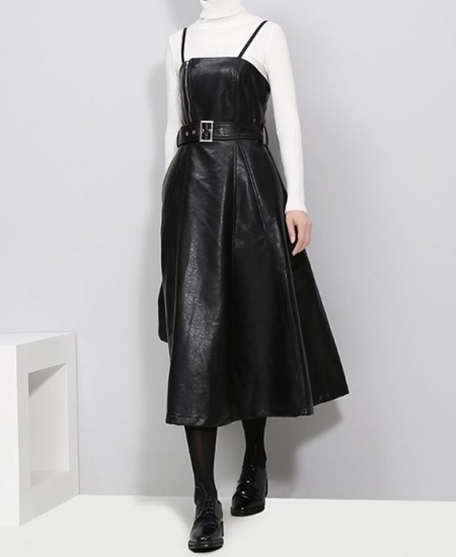 ロングワンピース ロングワンピ レディース 大きいサイズ フェイクレザー ライダース風 ノースリーブ ワンピ ワンピース 韓国 秋冬新作 秋冬 秋色 秋服 秋冬sale ロングワンピース ロングワンピ Leaflower 001 リーフラワー レディースファッション専門店