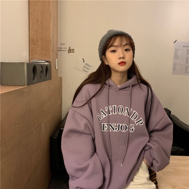 ロゴパーカー レディース 韓国 ファション スウェット プルオーバー パーカー トップス 冬 レディース ロゴ プリント オーバーサイズ ゆったり スエット カジュアル くすみカラー トップス 冬服 ビッグサイズ ゆるっと スウェットパーカー Vestito