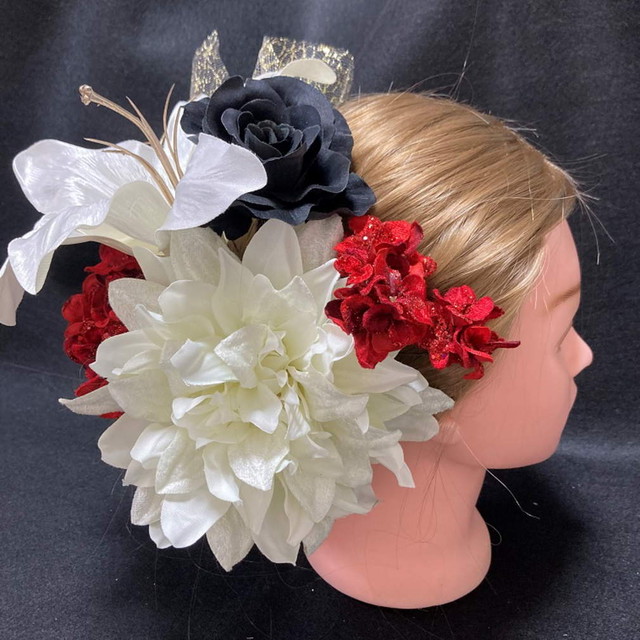 Lupine 大輪 髪飾り カサブランカ ダリア ホワイト 黒 バラ あじさい レッド 14本セット 結婚式 成人式 卒業式 袴 アーティフィシャルフラワー 造花 花 Hg00 Lupine ルピナス