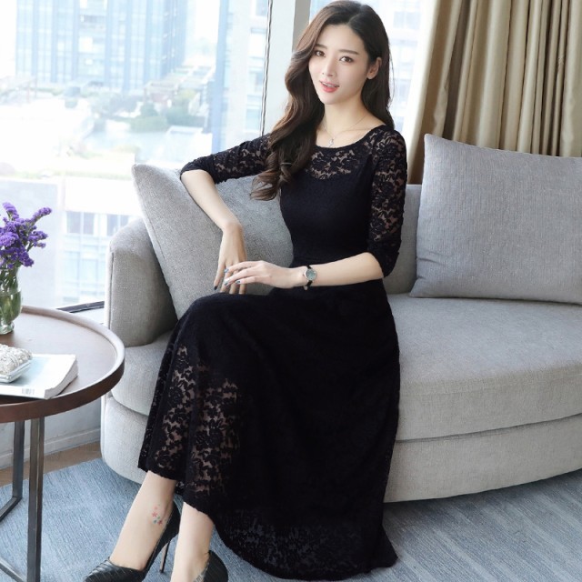 花柄レース ロングドレス ドレスワンピース シースルー マキシワンピース 大きいサイズ 長袖 結婚式 お呼ばれ パーティー 謝恩会 Ptnym0550 Shop Suba