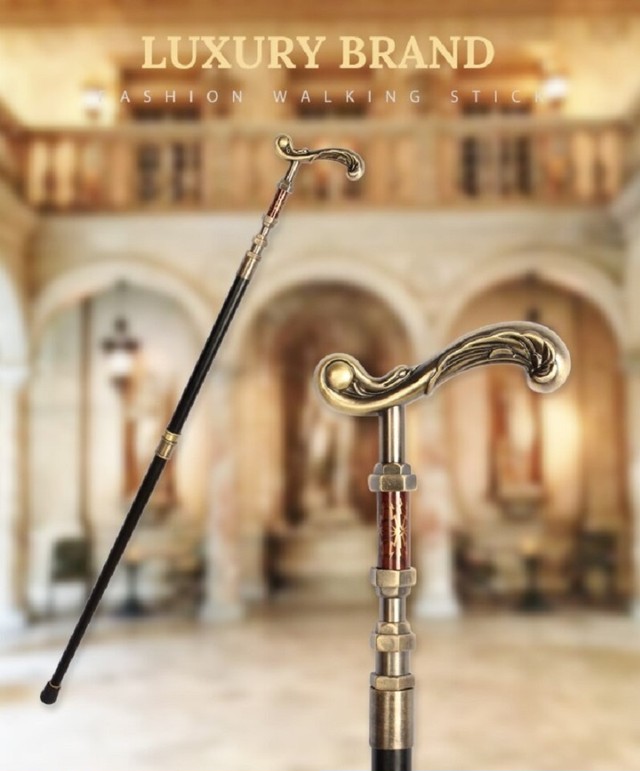 杖 音符 音譜 真鍮杖 つえ ステッキ おしゃれ 高級 男性 女性 介護 金属 ブロンズ ゴールド ウォーキングスティック ソリッド ヴィンテージ デザイナー アンティークスタイル レトロ 一本杖 プレゼント 還暦祝い Aio Online Store